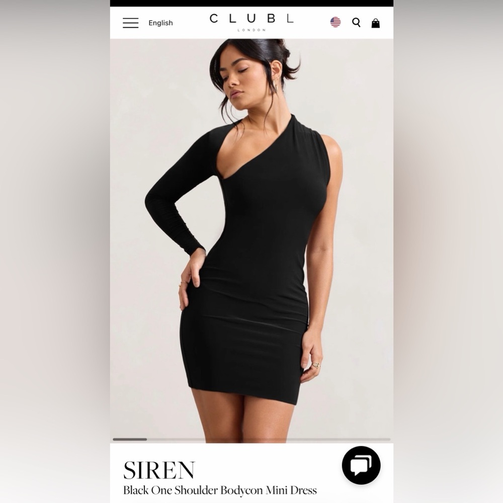 Club L London Black One-Shoulder Bodycon Mini Dress